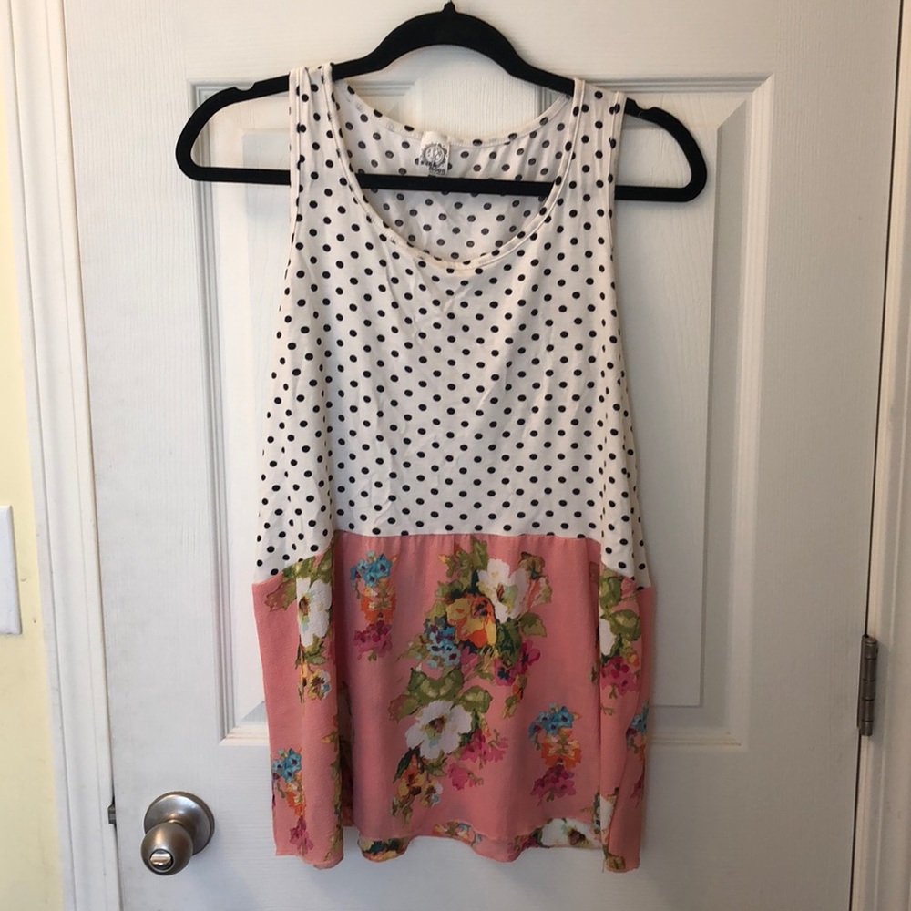 Polka dot and floral tank